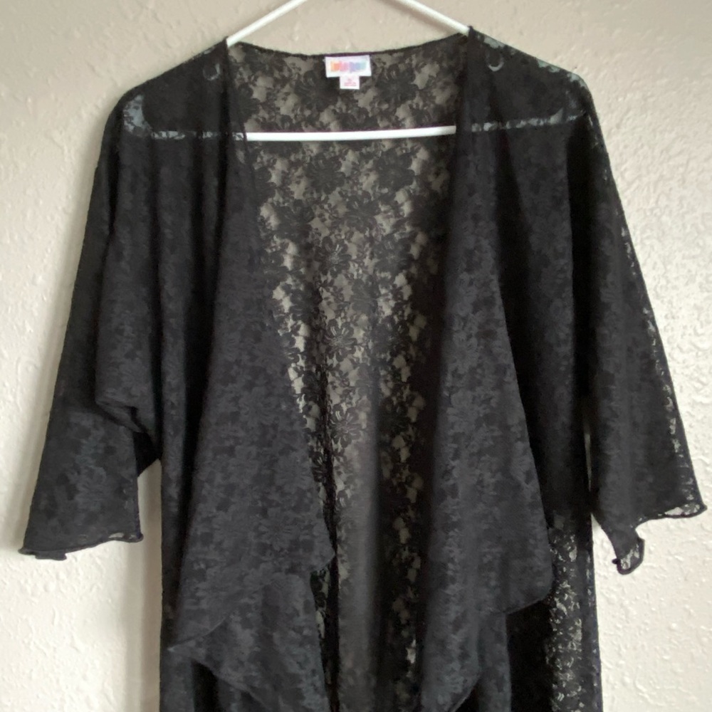 Solid Black Lace Duster Layering Piece (Lularoe) - image 1